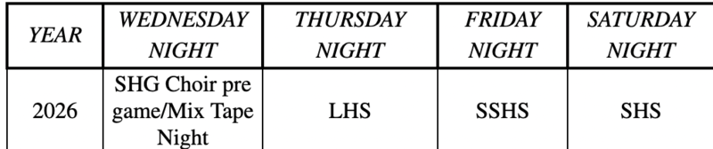 band schedule 