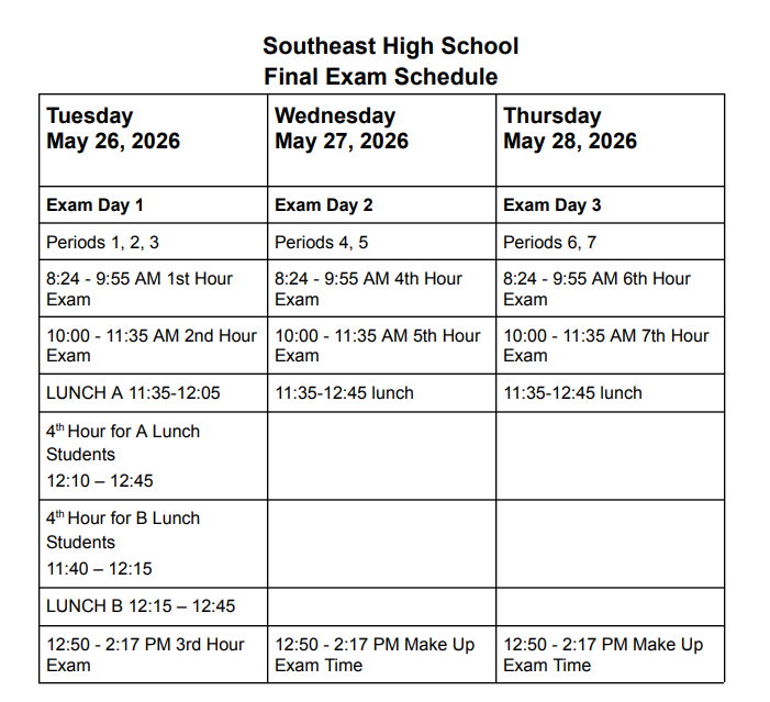 exam schedule