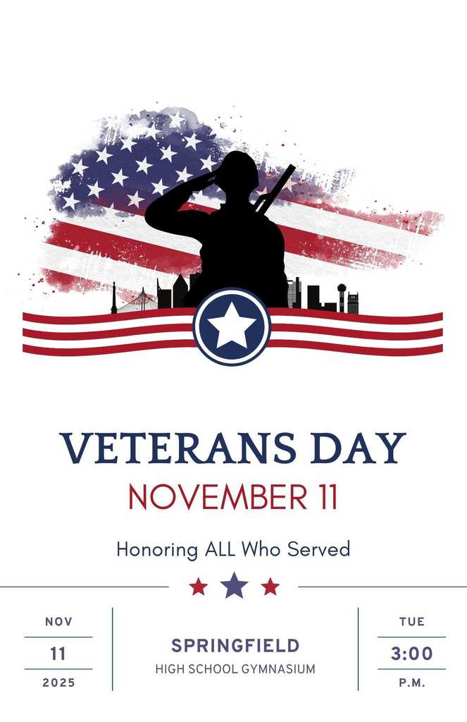 Veterans Day Assembly, November 11th at 3:00 p.m.