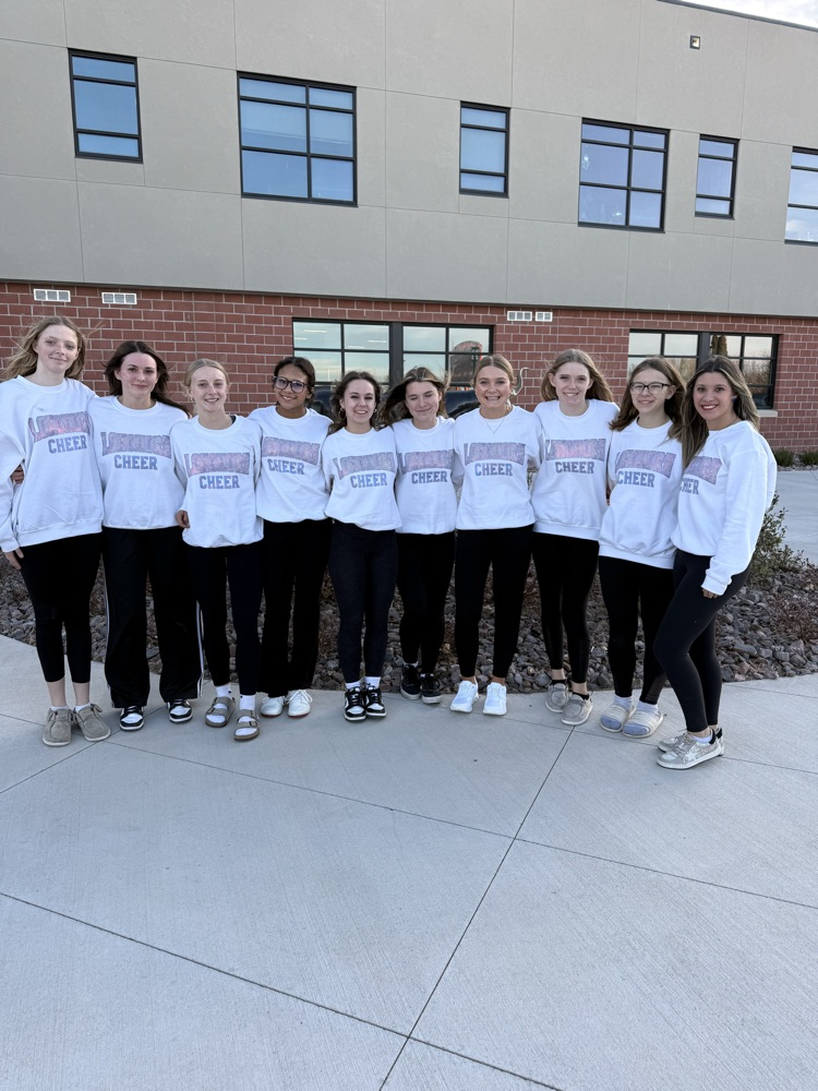 Picture of SHS Cheerleaders with the school in the background 