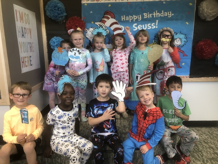 Kindergarteners dressed up for Pajama Day