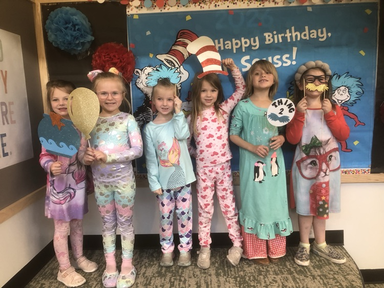 Kindergarteners dressed up for Pajama Day