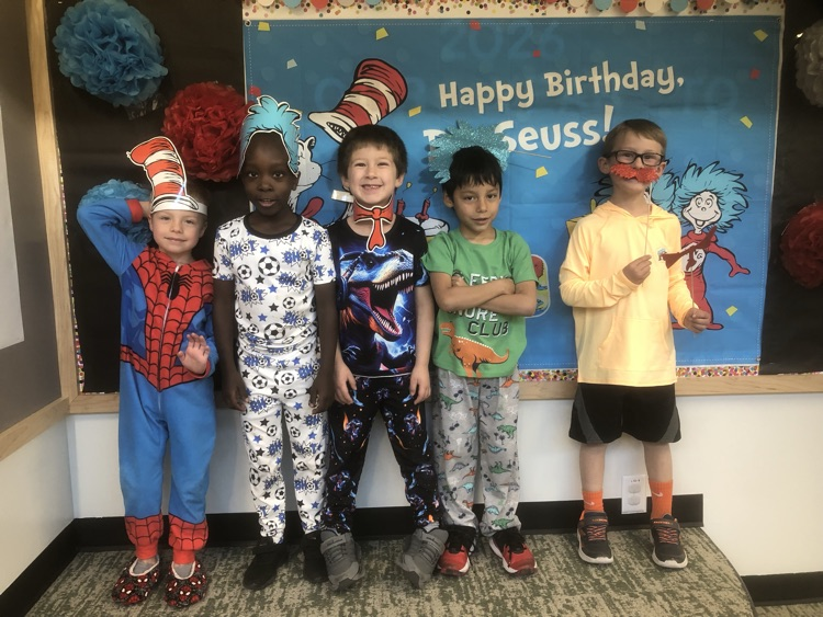 Kindergarteners dressed up for Pajama Day