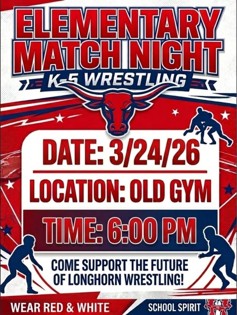 Elementary Wrestling Night - March 24th at 6:00 p.m.
