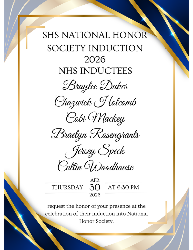 NHS Inductees: Braylee Dukes, Chazwick Holcomb, Cobi Mackey, Braelyn Rosengrants, Jersey Speck and Coltin Woodhouse