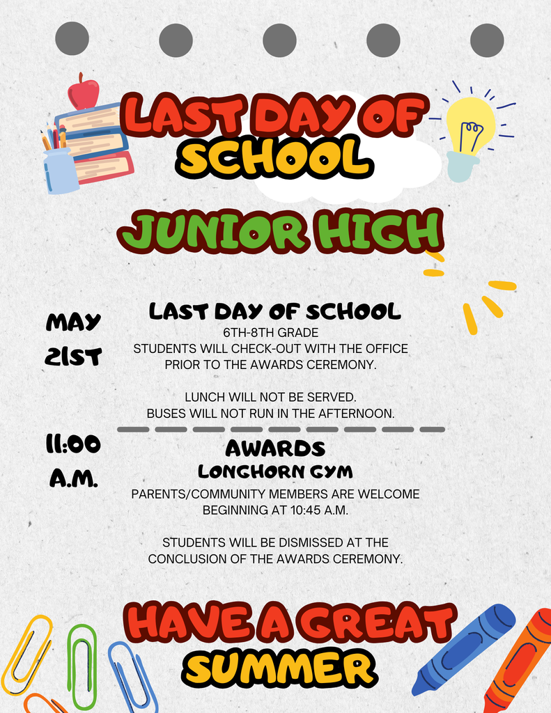 Junior High End of Year Information