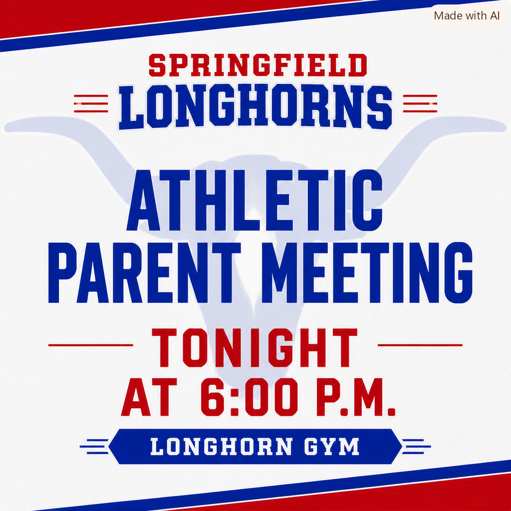 Athletic Parent Meeting, August 10th at 6:00 p.m.