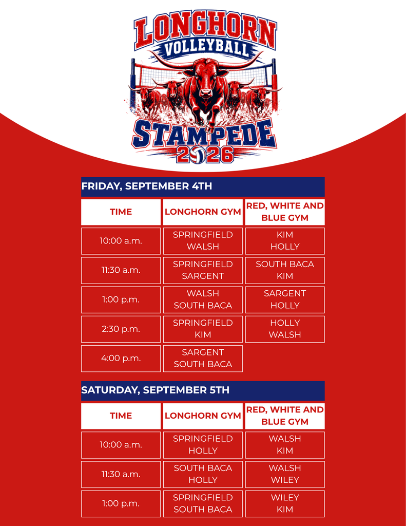 Schedule for Longhorn Volleyball Stampede