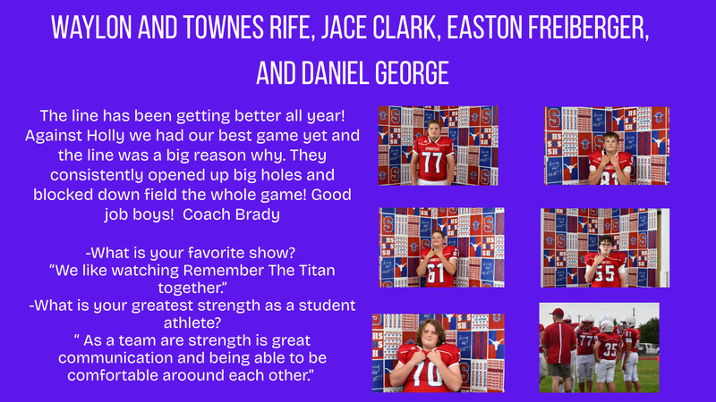 JH FB Players of the Week - Waylon Rife, Townes Rife, Jace Clark, Easton Freiberger and Daniel George