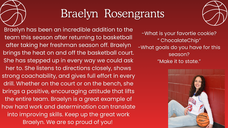 Braelyn Rosengrants - Girls BB Player of the Week