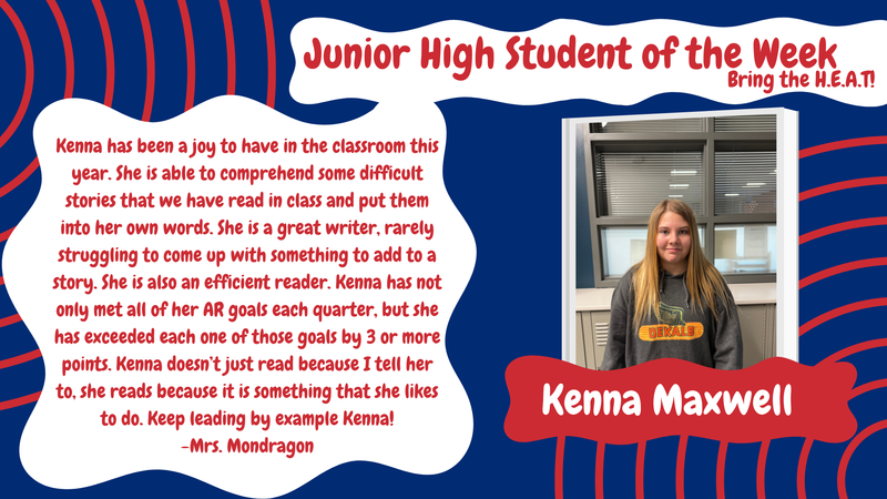 Junior High Student of the Week - Kenna Maxwell