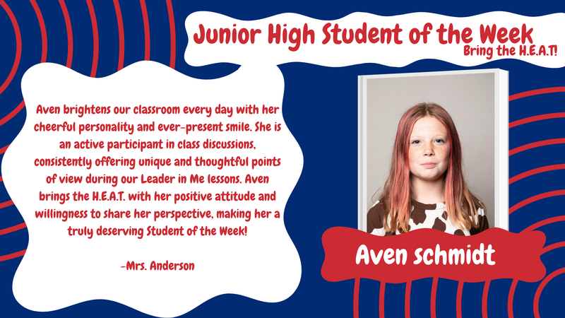 Junior High Student of the Week - Aven Schmidt