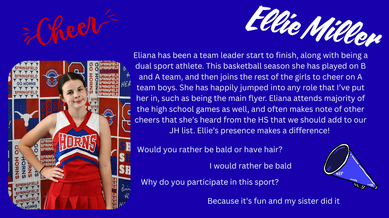 Junior High Cheerleader Athlete of the Week - Ellie Millier