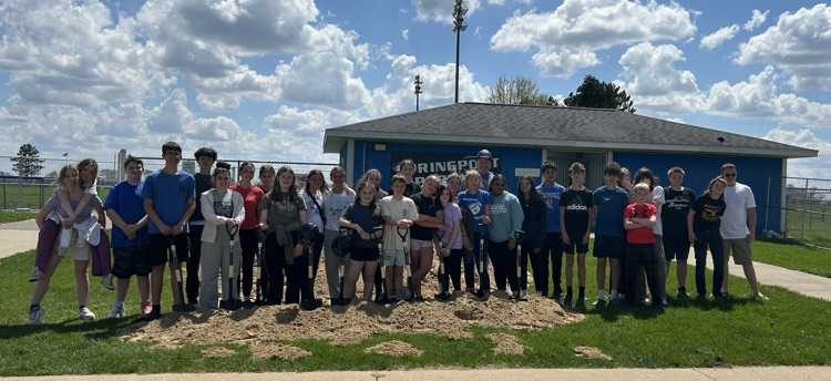 7th grade students at ground breaking