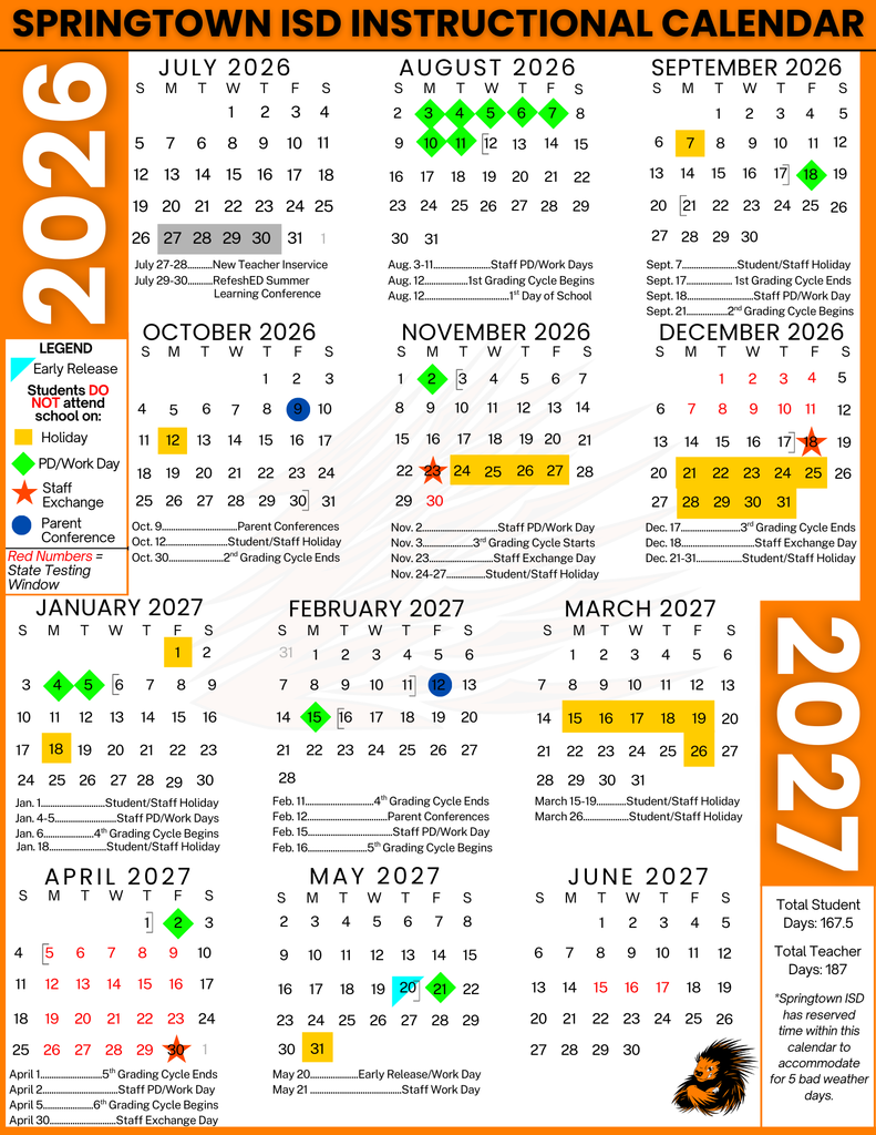 SISD Instructional Calendar