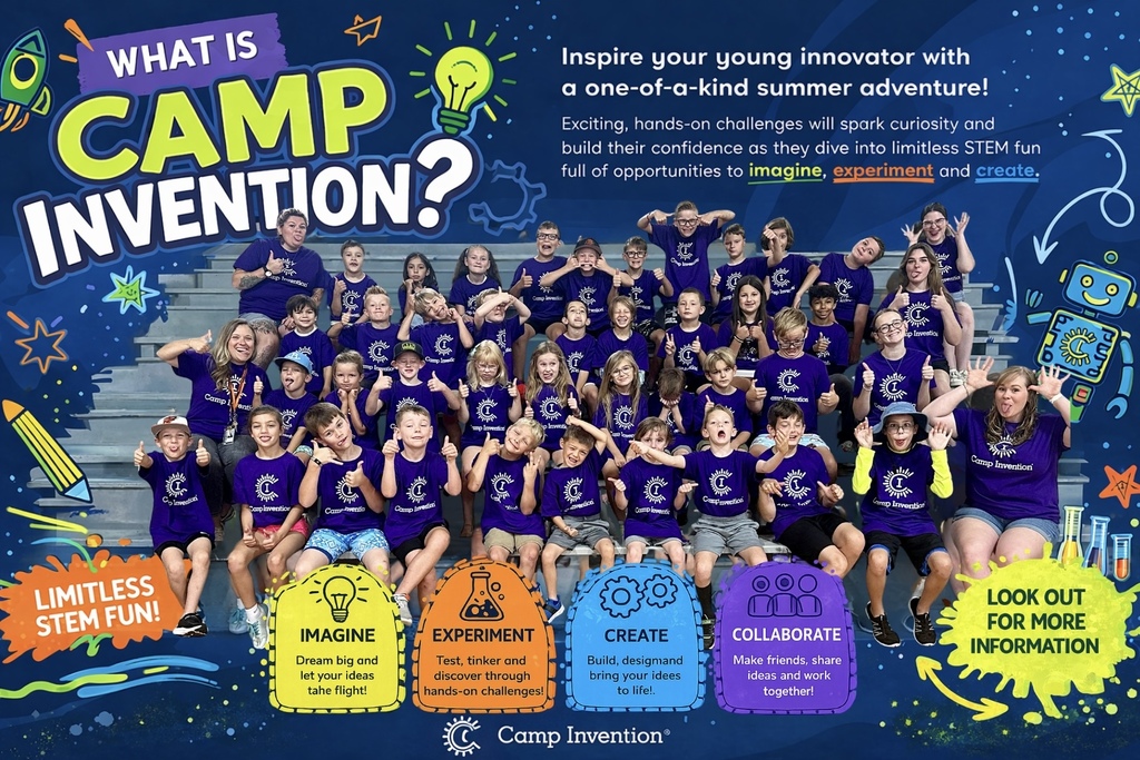 Camp Invention graphic/picture of all students that attended from Springtown ISD