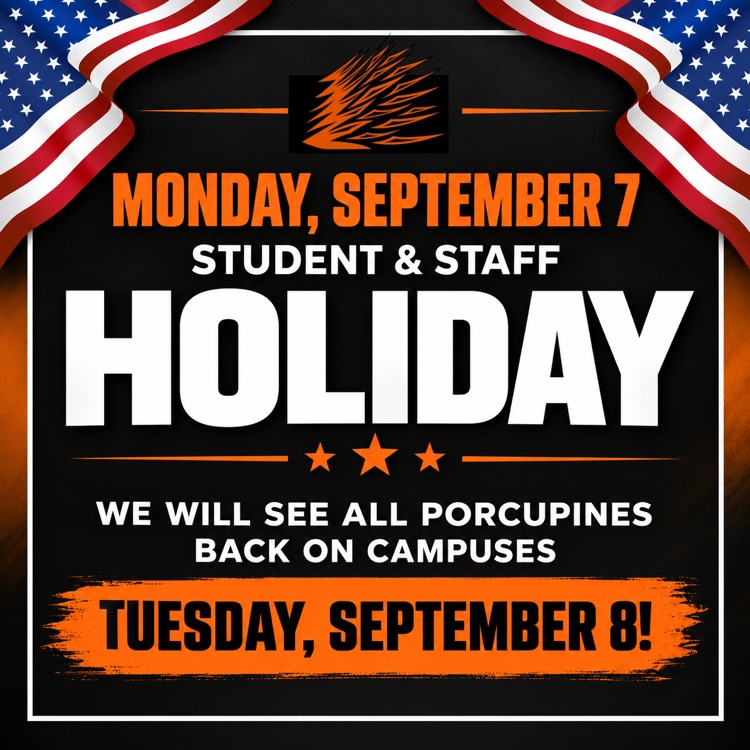 Monday September 7th a staff and student holiday