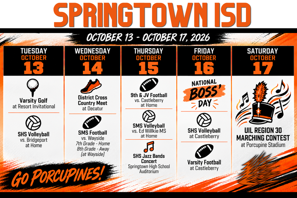 Week Oct. 13 - October 17 - Week at a Glance