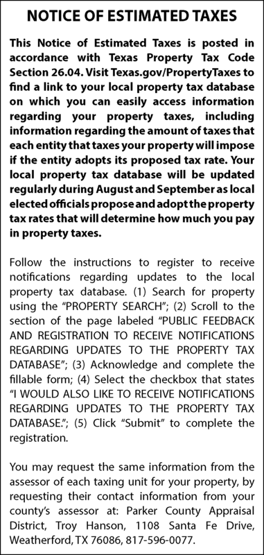 Notice of Esimated Taxes