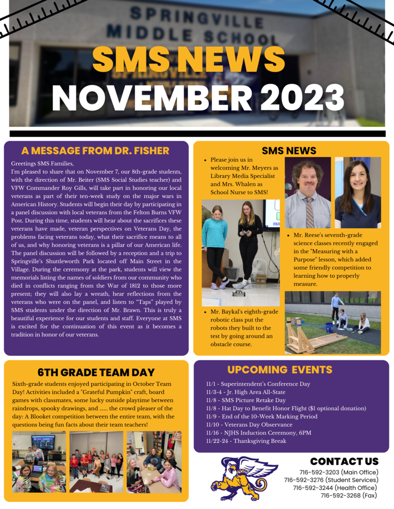 SMS November Newsletter Springville Middle