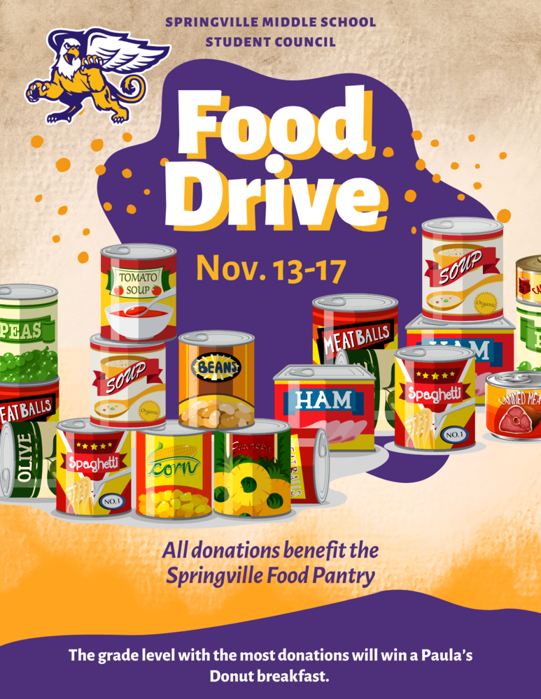 SMS Student Council Canned Food Drive Springville Middle
