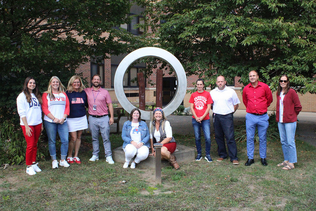 staff in red white and blue