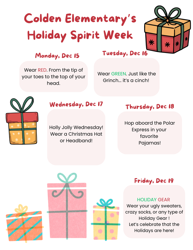 Colden Holiday Spirit Week