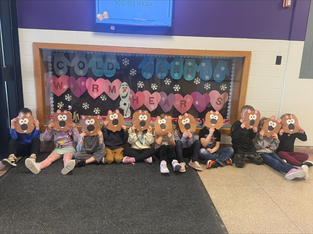 students with groundhog art