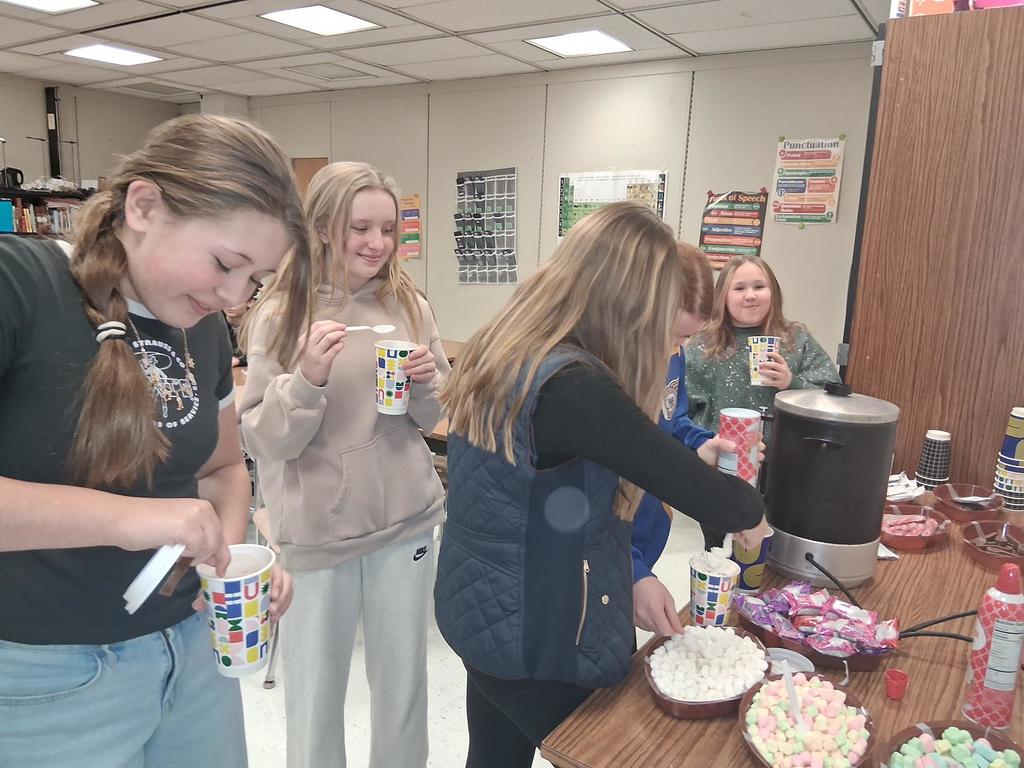 students get hot cocoa