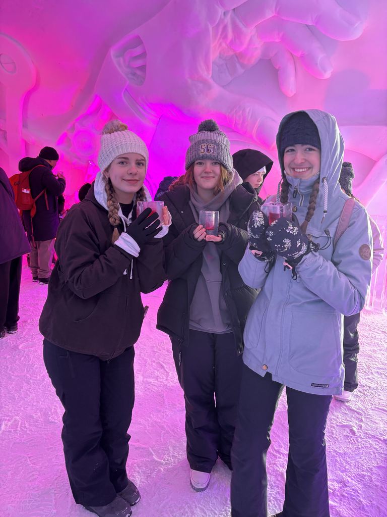 students in ice hotel