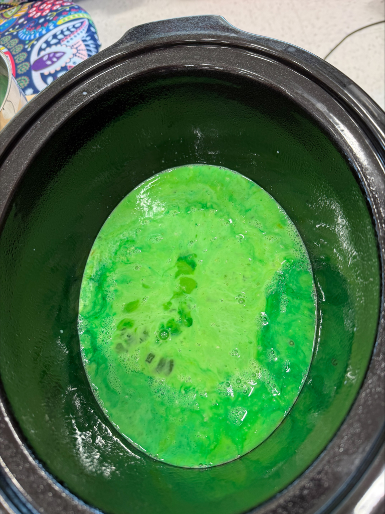 green eggs in a crockpot