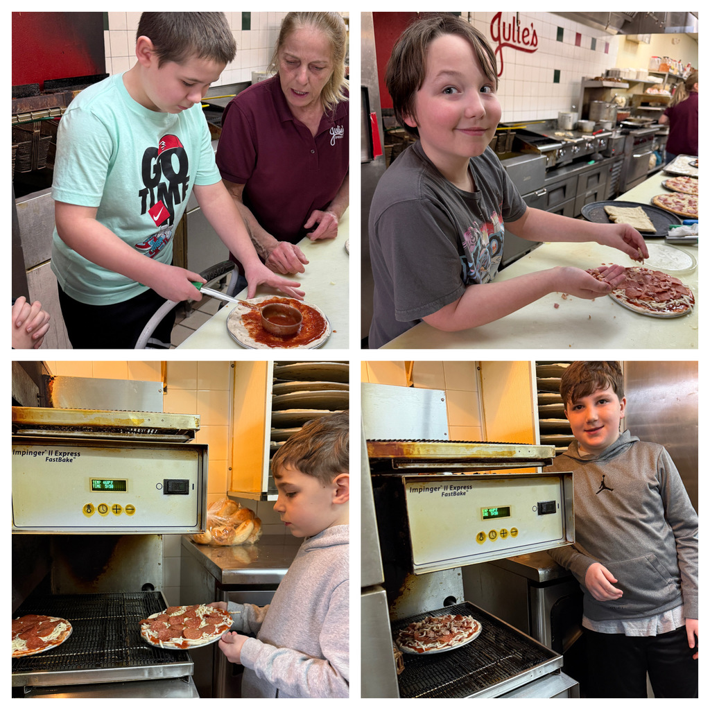 Students making pizza at Julie's