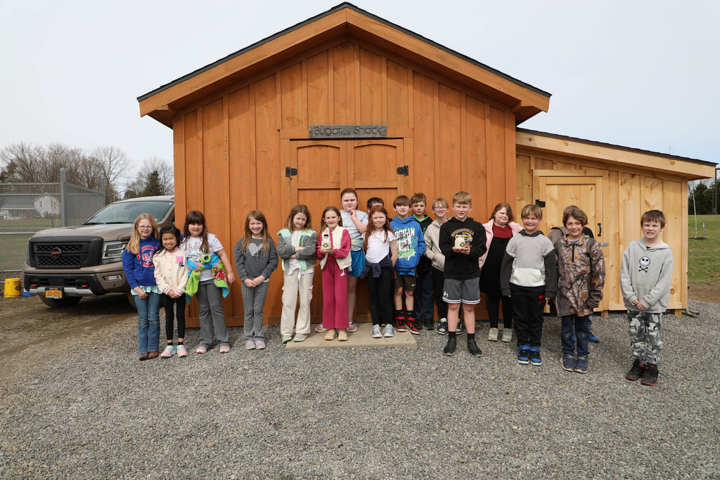 students outside the sugar shack