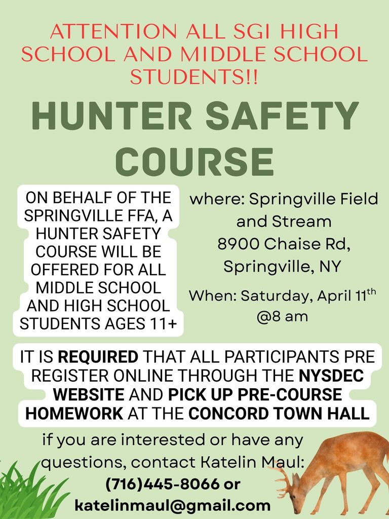 hunter safety course April 11