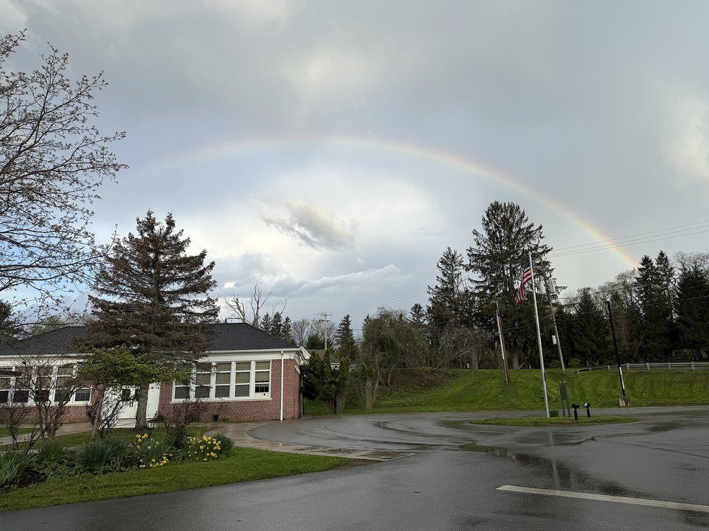 rainbow over Colden Elementary School