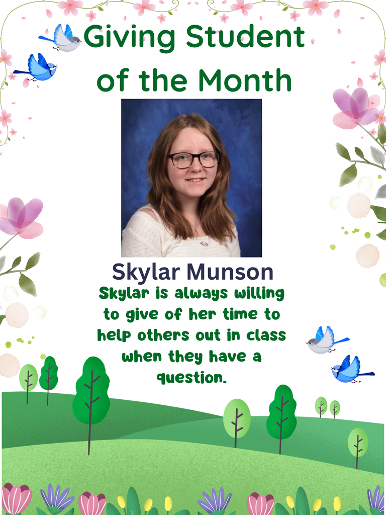 Giving Student of the Month Skylar