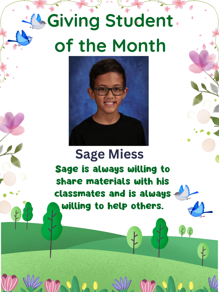 Giving Student of the Month Sage