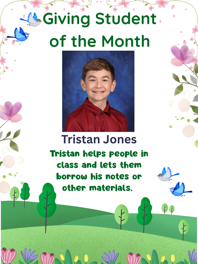 Giving Student of the Month Tristan