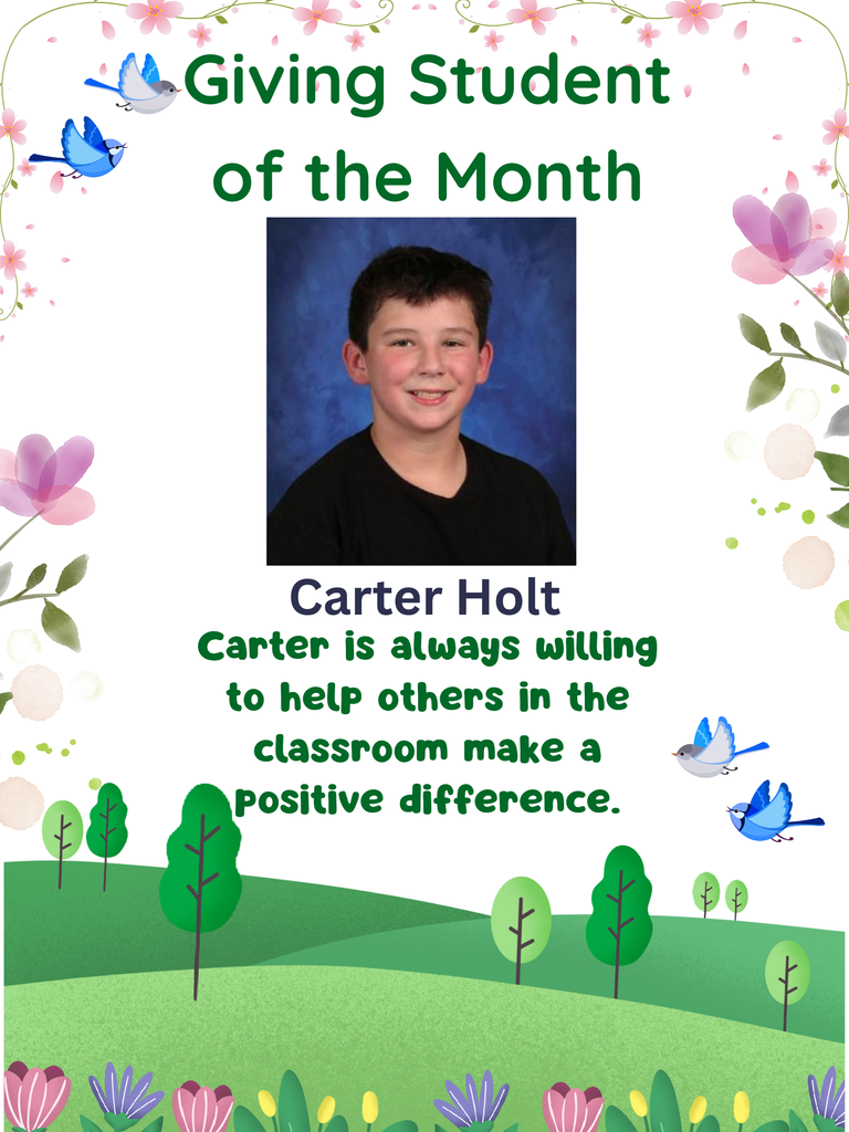 Giving Student of the Month Carter