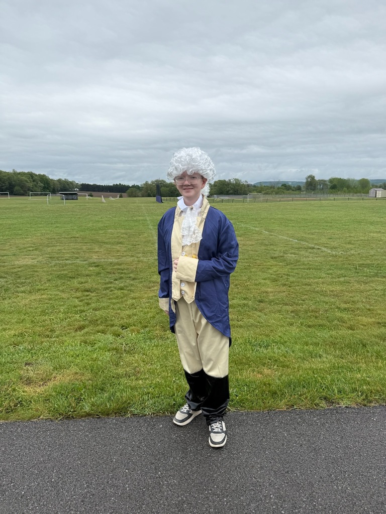Student dressed as George Washington. 