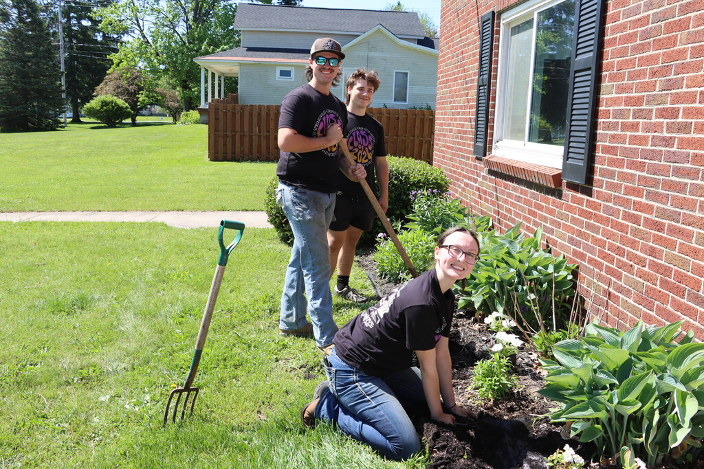 Three seniors garden at the Moose. 