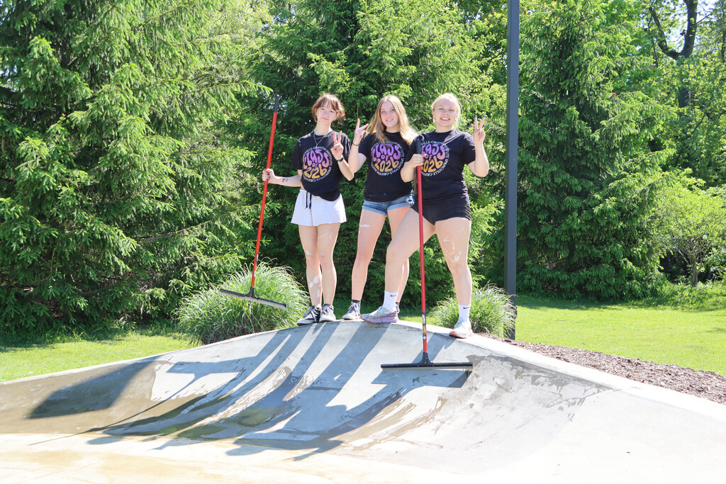 Three seniors seal the skate park.