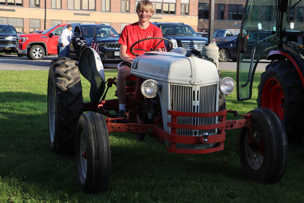 Student on a tractor