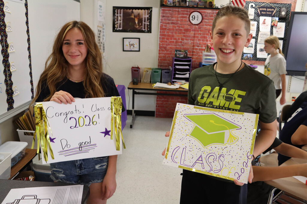 Students made posters for the senior Walk on Monday. 