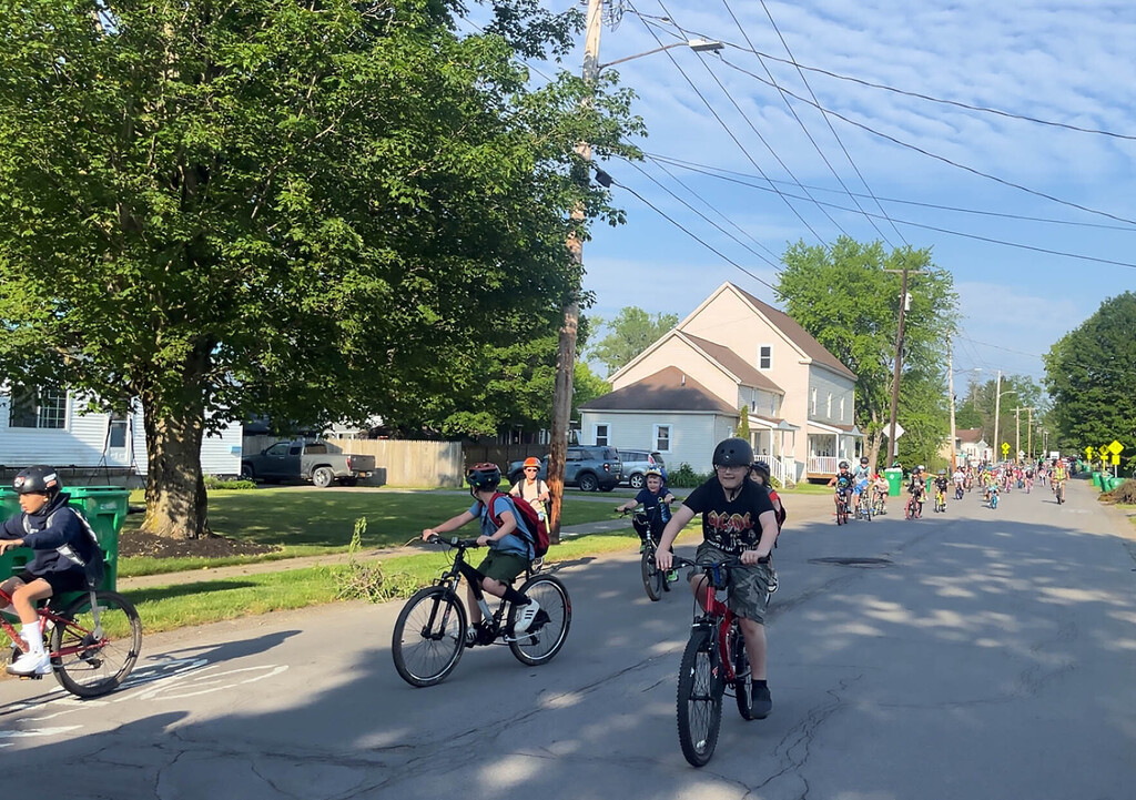 Students bike to school.
