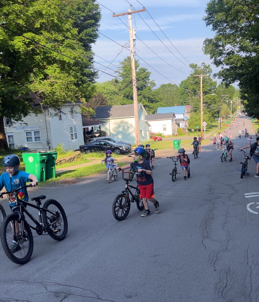 Students bike to school.