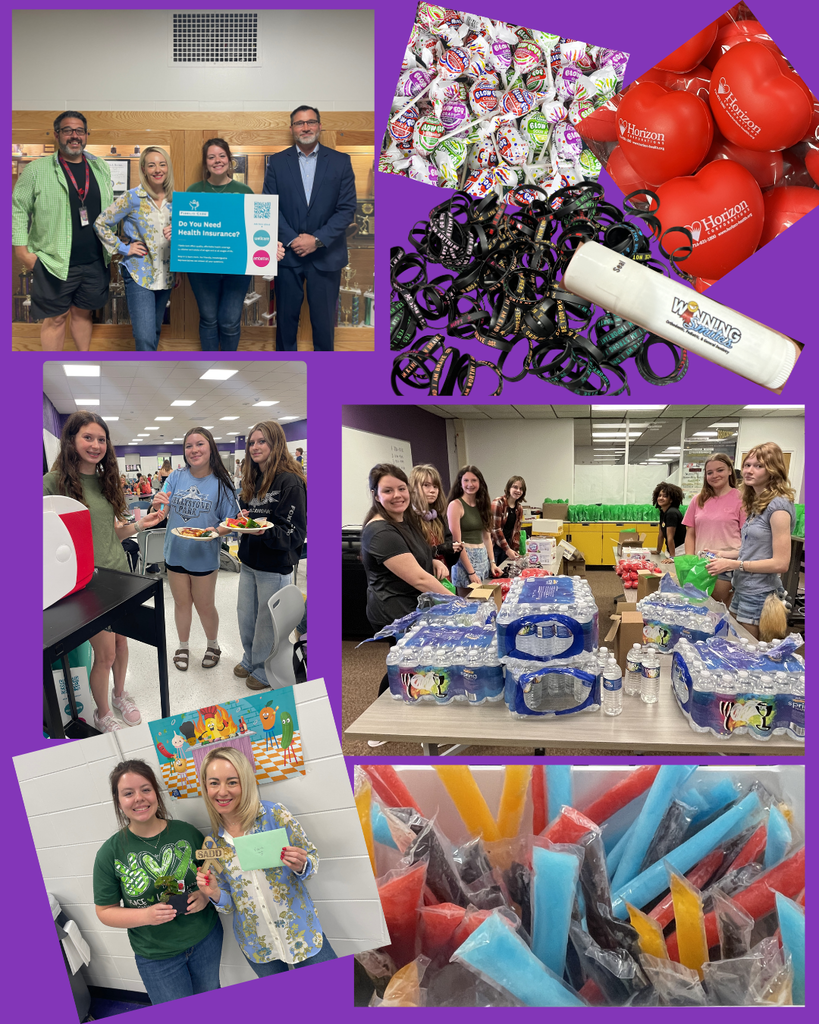 Photo collage of SADD members making and handing out treats.