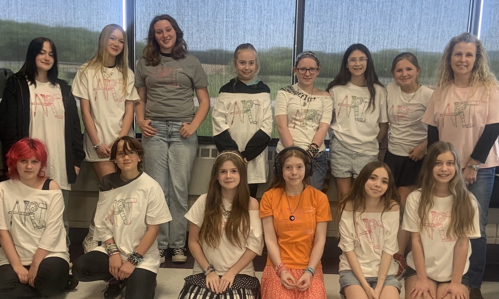 Art club students in their T-shirts.
