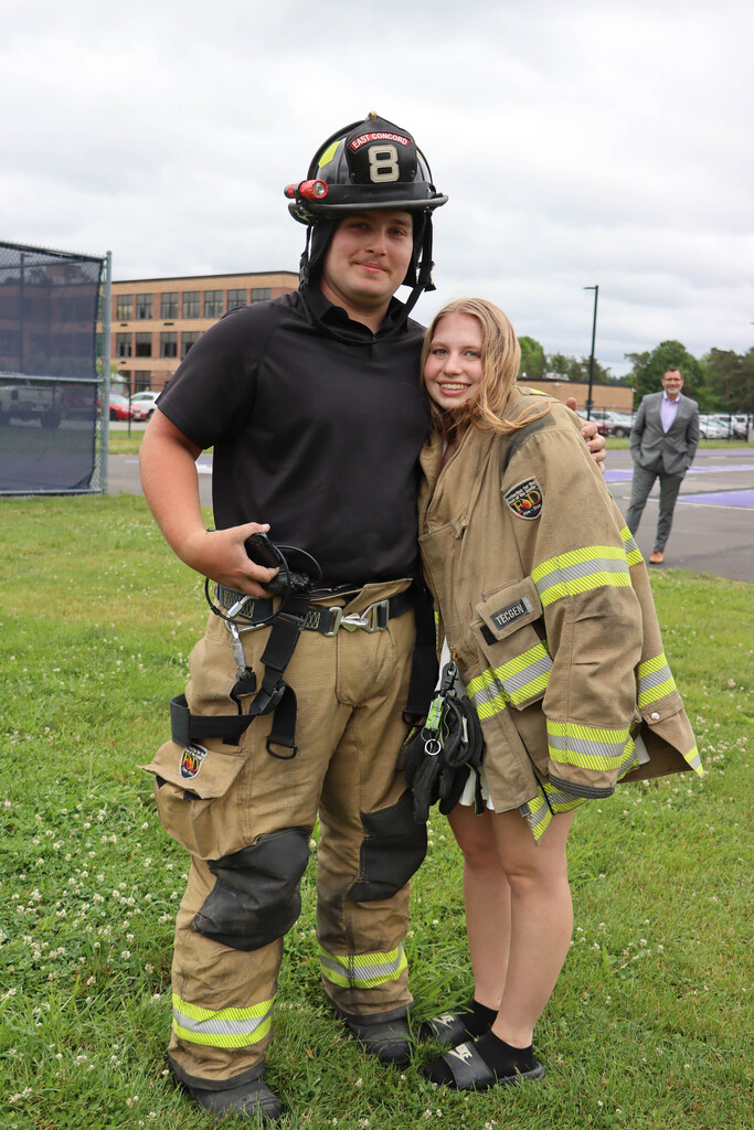 Student and her firefighter brother. 
