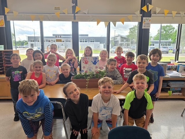 Students with planter.